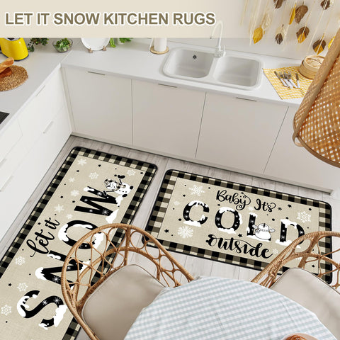 Let It Snow de Barydat, alfombra de cocina pequeña con muñeco de nieve, práctica.