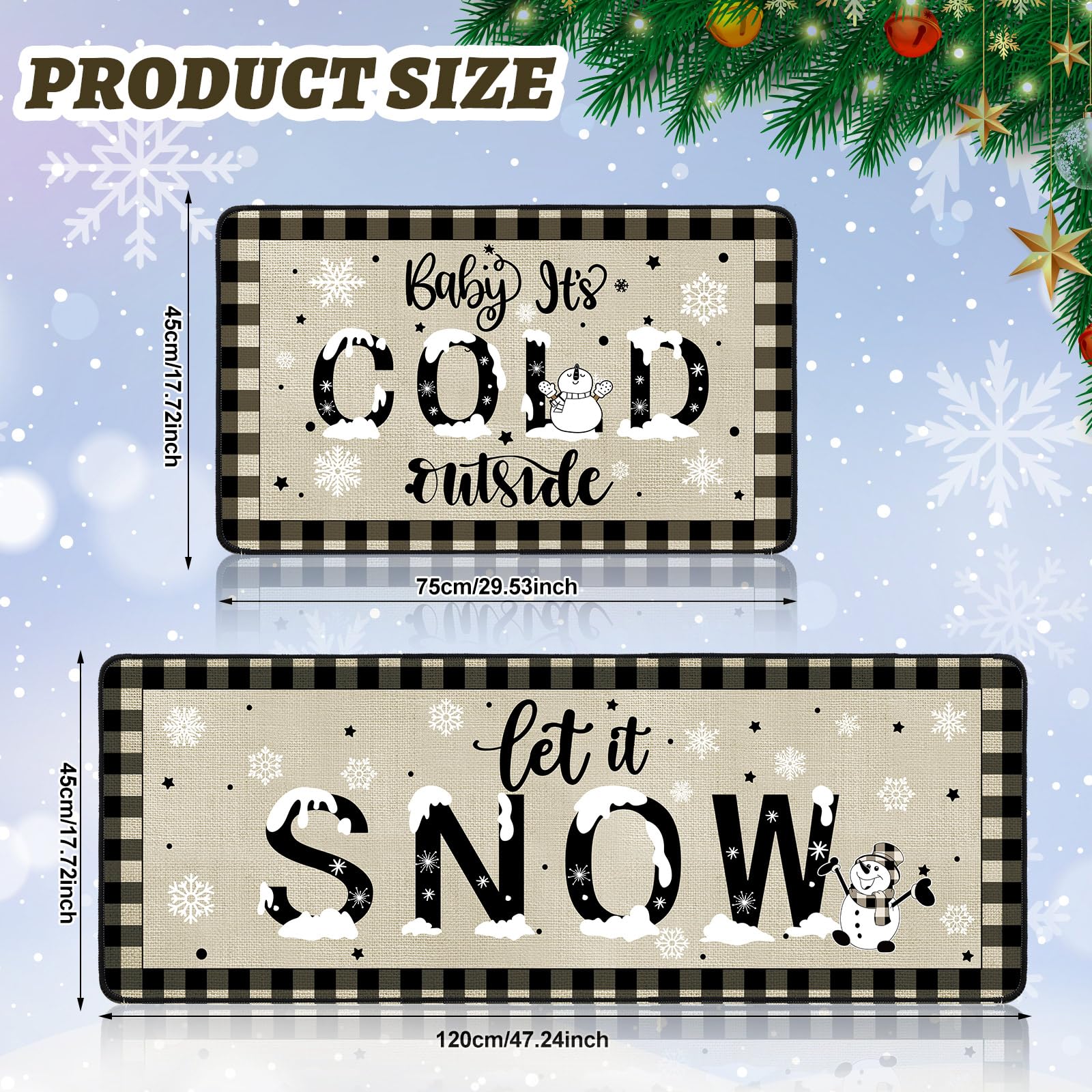 Let It Snow de Barydat, entrada con diseño navideno de plaid, acogedora y festiva.