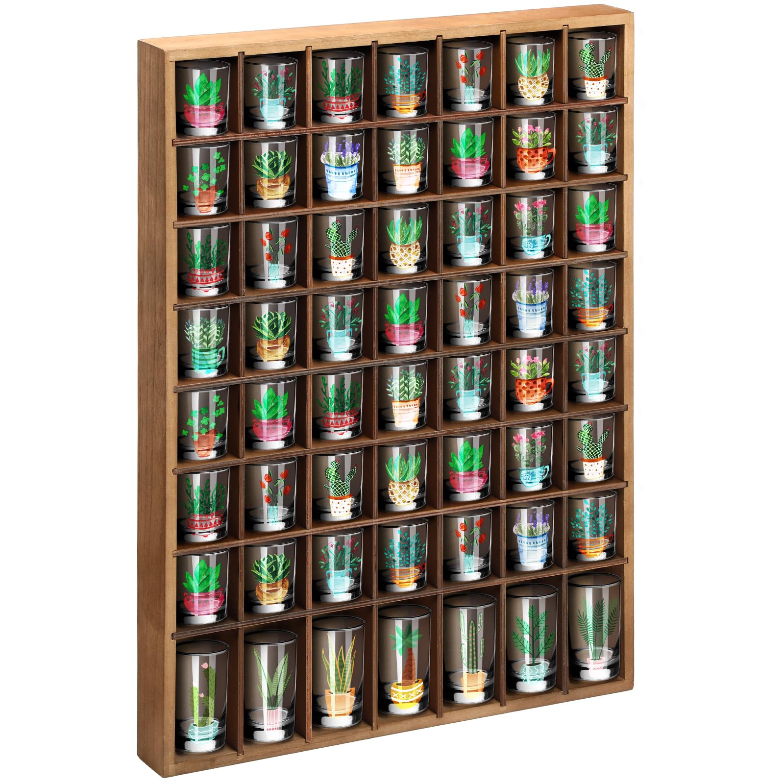Porta chupitos de madera Barydat con 56 compartimentos para exhibir chupitos ordenadamente