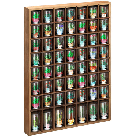 Porta chupitos de madera Barydat con 56 compartimentos para exhibir chupitos ordenadamente