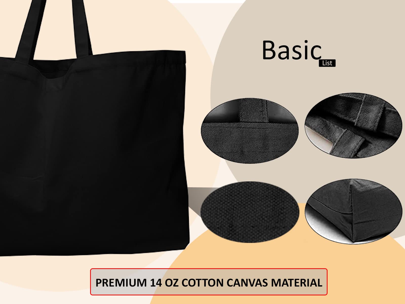 BasicList bolsa de algodón canvas 14 oz para mayor durabilidad.