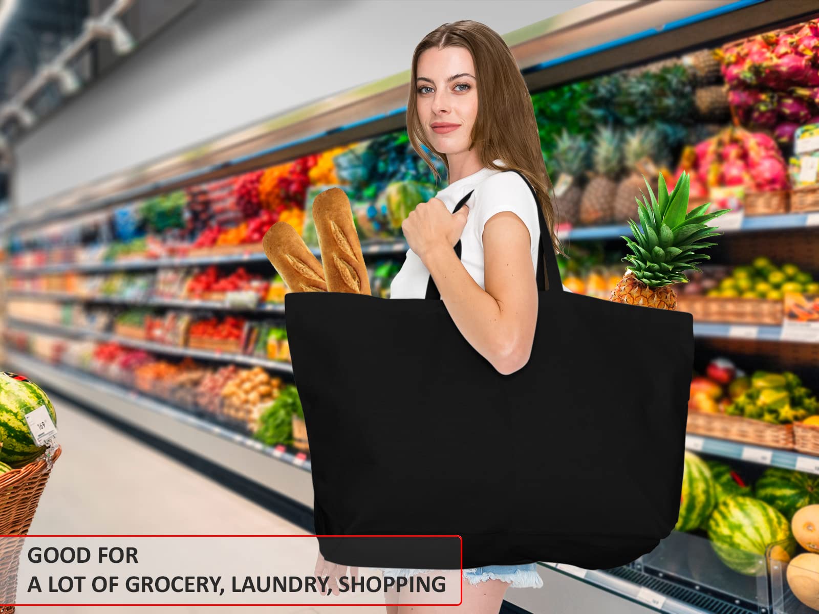 BasicList bolsa versátil para supermercado, playa, lavandería y viajes.