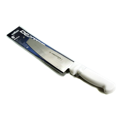 Cuchillo Basics P94801B con mango blanco, ideal para picar y rebanar con precisión.