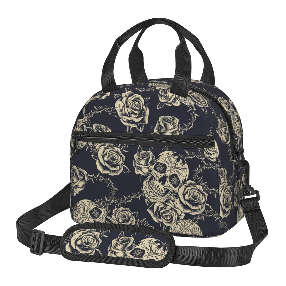 Bassyil bolsa-almuerzo-escudo-craneo; diseño distintivo que ayuda a transportar la comida con estilo.