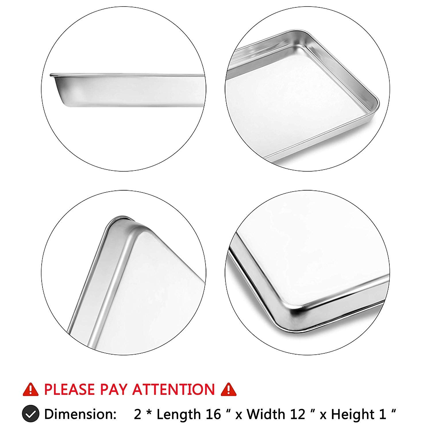 Bastwe bandejas rectangulares 16x12 pulgadas, ideales para hornear galletas y bollos.