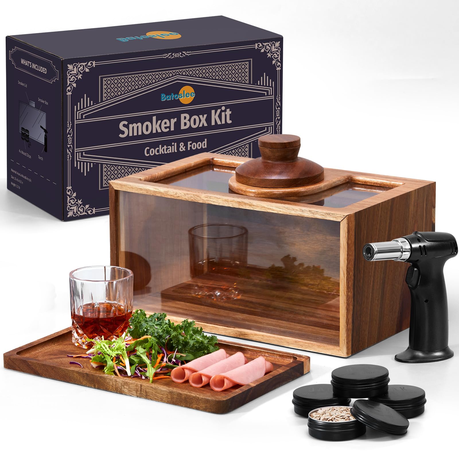 Batoslee caja de humo para cocteles, infunde sabor ahumado en bebidas.