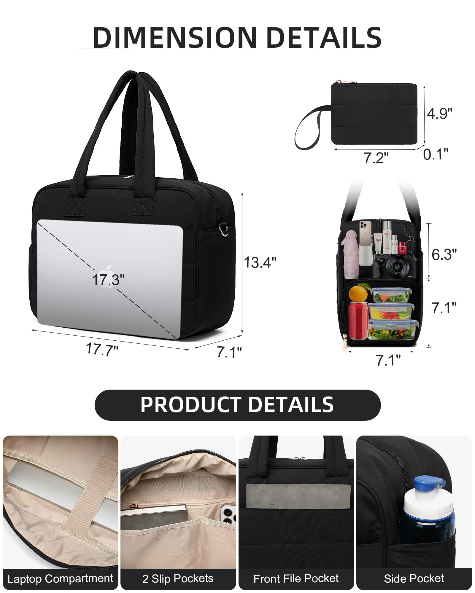 BAVERGE lonchera portátil 17,3 pulgadas con espacio para portátil y accesorios