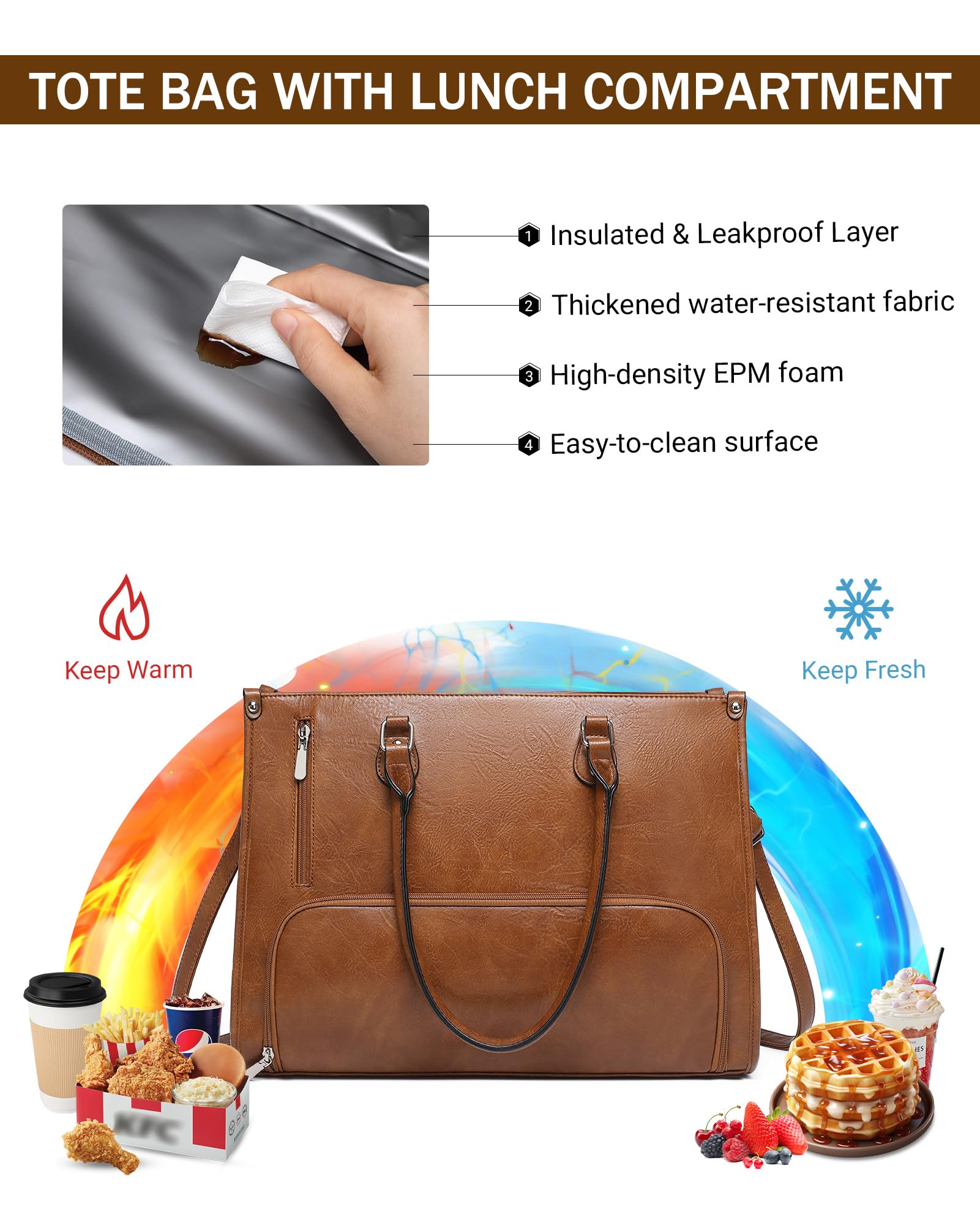 BAVERGE Tote: bolsillos internos para ordenar accesorios.