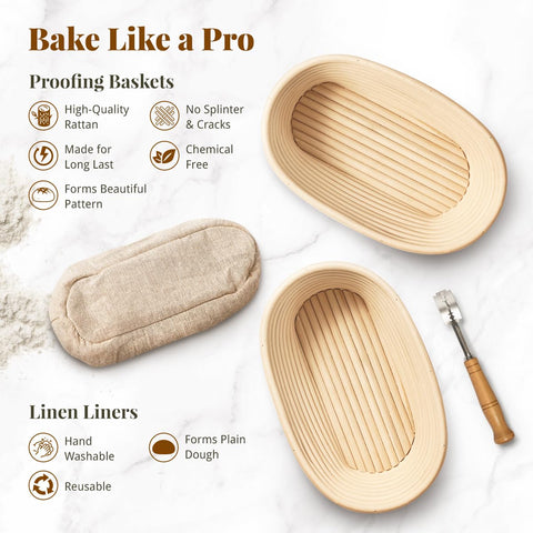 Bavify kit con forros de lino para cestas, fácil desmoldeo.