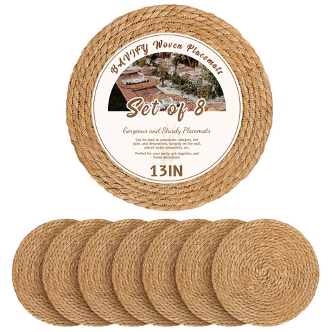 BAVIFY manteles redondos de 13 pulgadas, tejido boho, protegen la mesa con estilo.