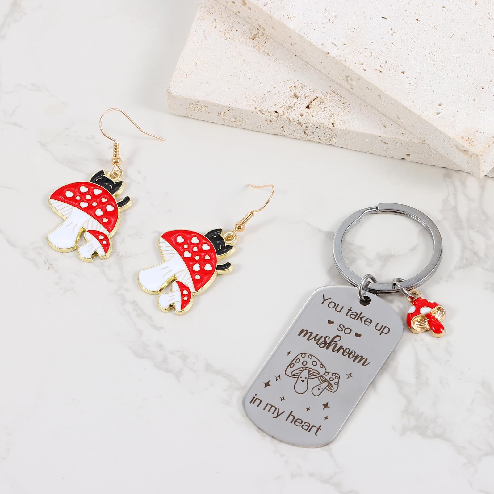 Bayelove hongo aretes, joyería temática para combinar.