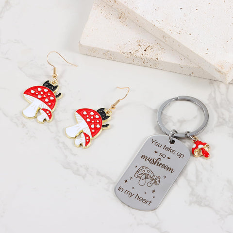 Bayelove hongo aretes, joyería temática para combinar.