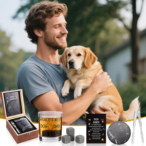 Bayelove set regalo whisky para papá de perros, regalo completo.