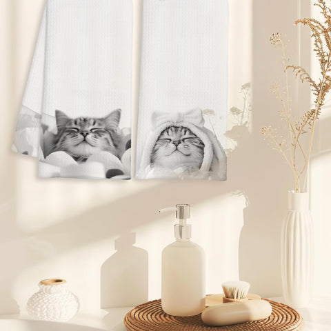 Bayogita: decoración felina en toallas, aporta personalidad al lavado diario