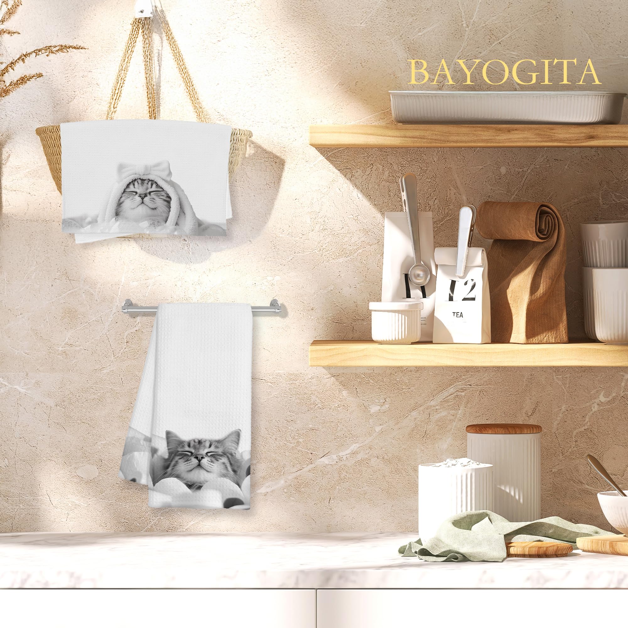 Bayogita: toallas 16x24 con diseño de gatos, cobertura amplia para uso diario