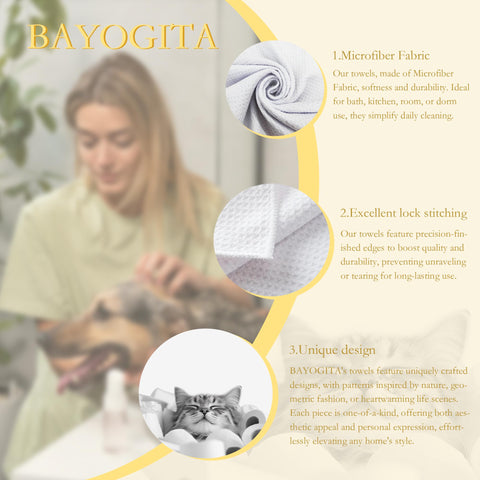 Bayogita: toallas de baño con motivos felinos, textura suave y estética