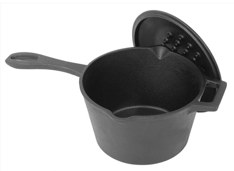 Bayou Classic olla de hierro fundido con tapa auto-basteada para salsas intensas