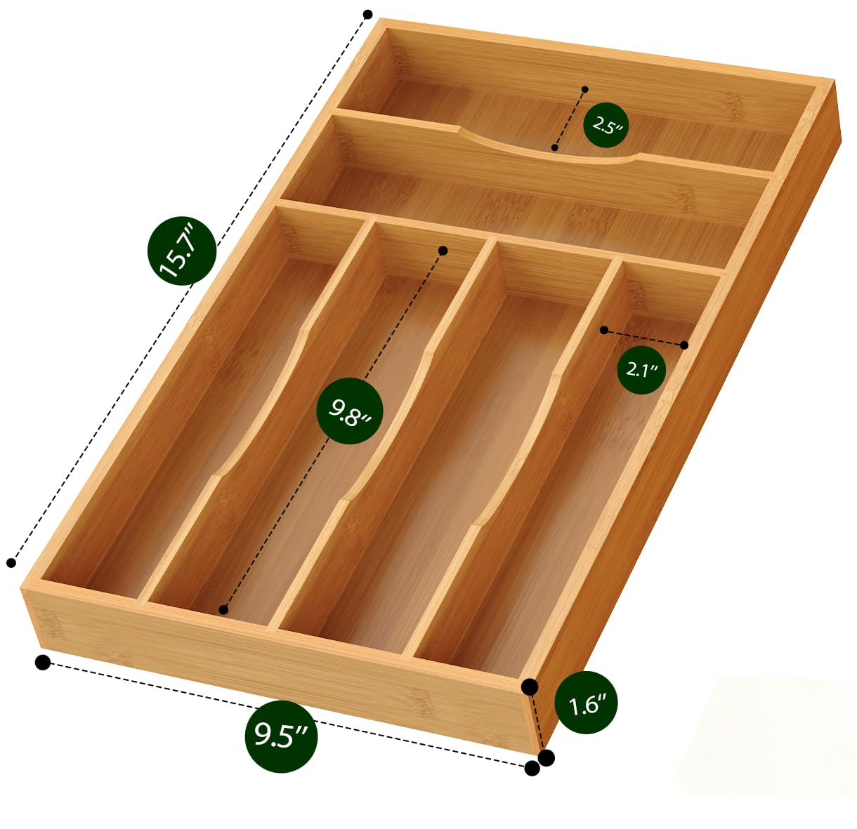 Bayting organizador de cubiertos de bambú con acabado elegante para la cocina.