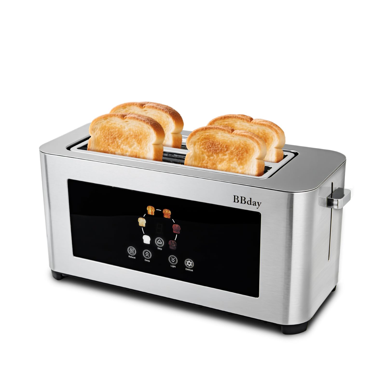 BBday Tostadora inteligente de 4 rebanadas con pantalla táctil facilita desayunos rápidos.