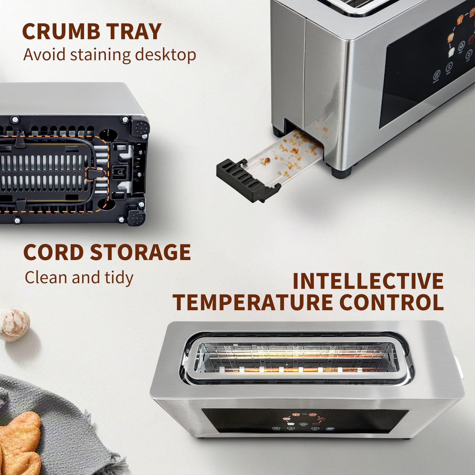 BBday Tostadora 1000W para calentamiento rápido de desayunos.