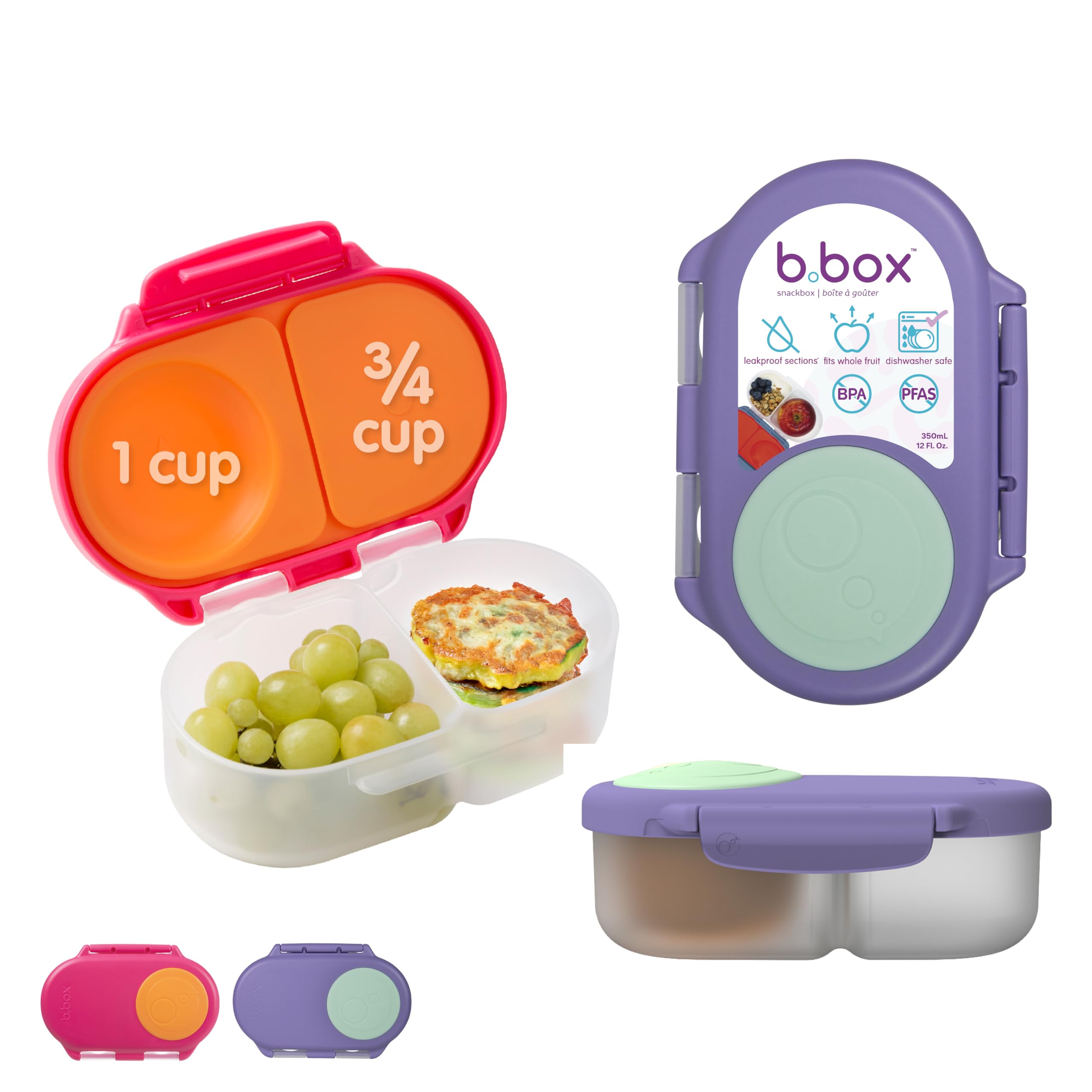 b.box Snack Box 2-Pack a prueba de fugas para meriendas sin derrames