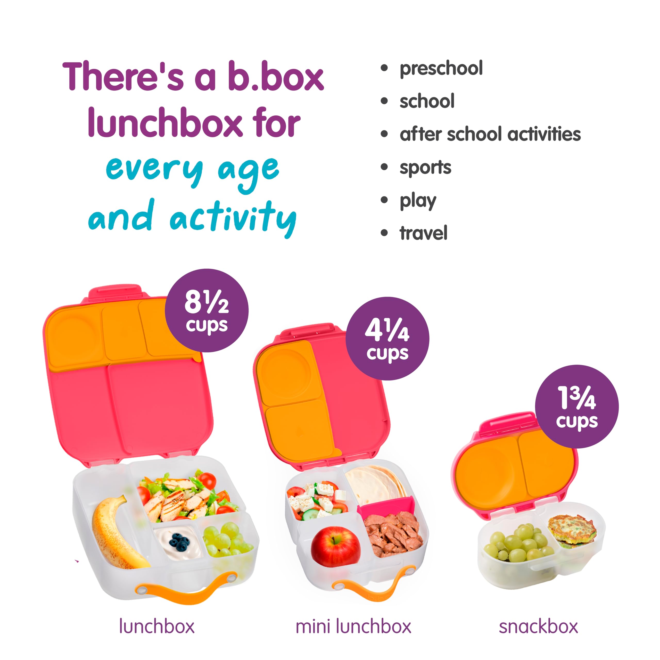 b.box Snack Box colores coordinados con botellas infantiles