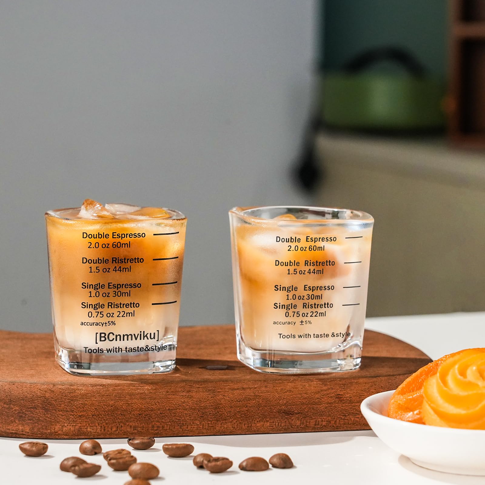 Medidor BCnmviku de 60 ml para espresso estable.