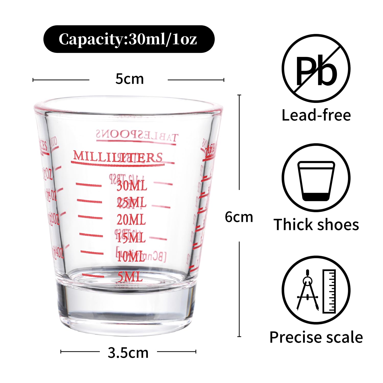 BCnmviku shot glass 1oz 30ml para espresso y bebidas rápidas