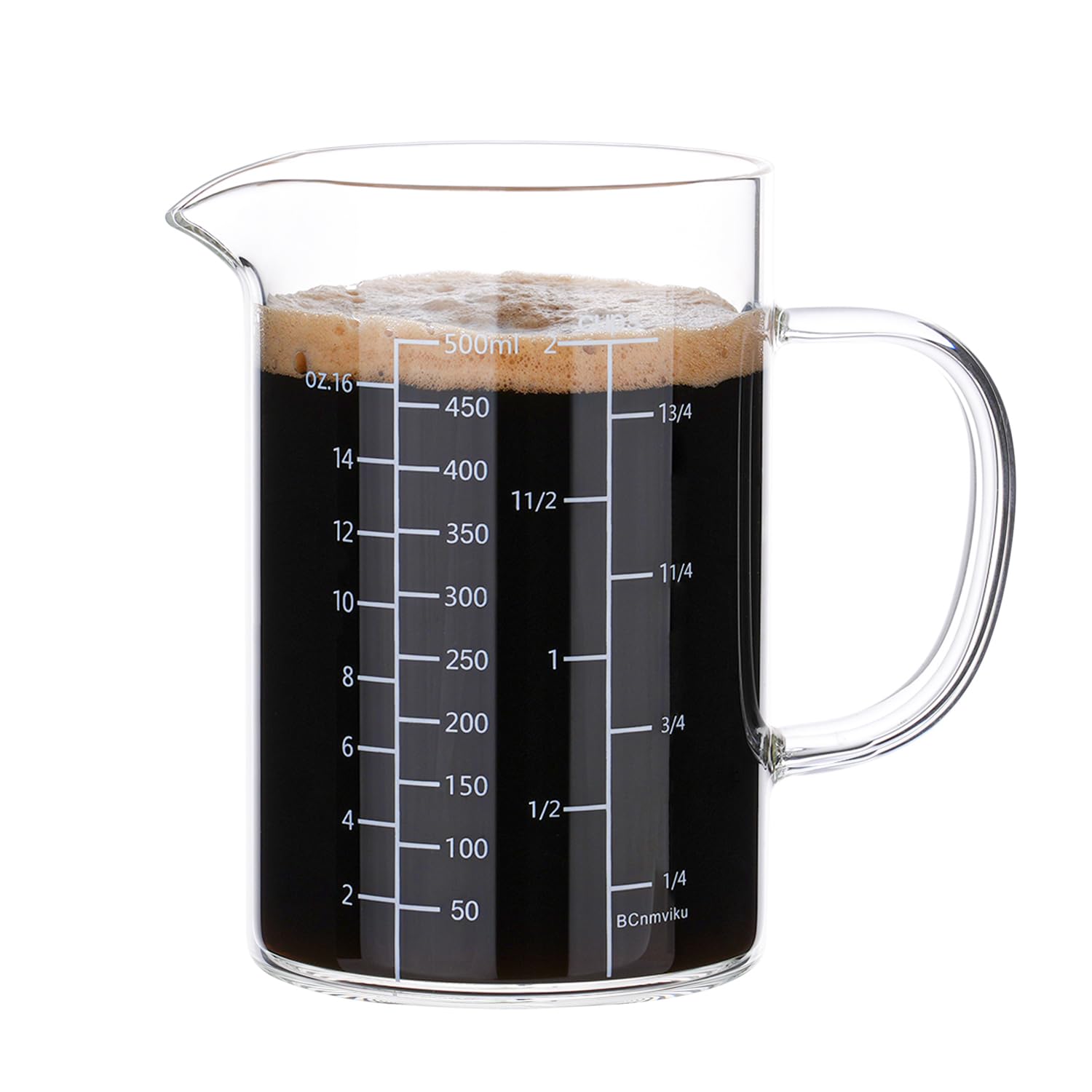 BCnmviku taza medidora 500 ml con mango ergonómico, lectura clara para cocinar.