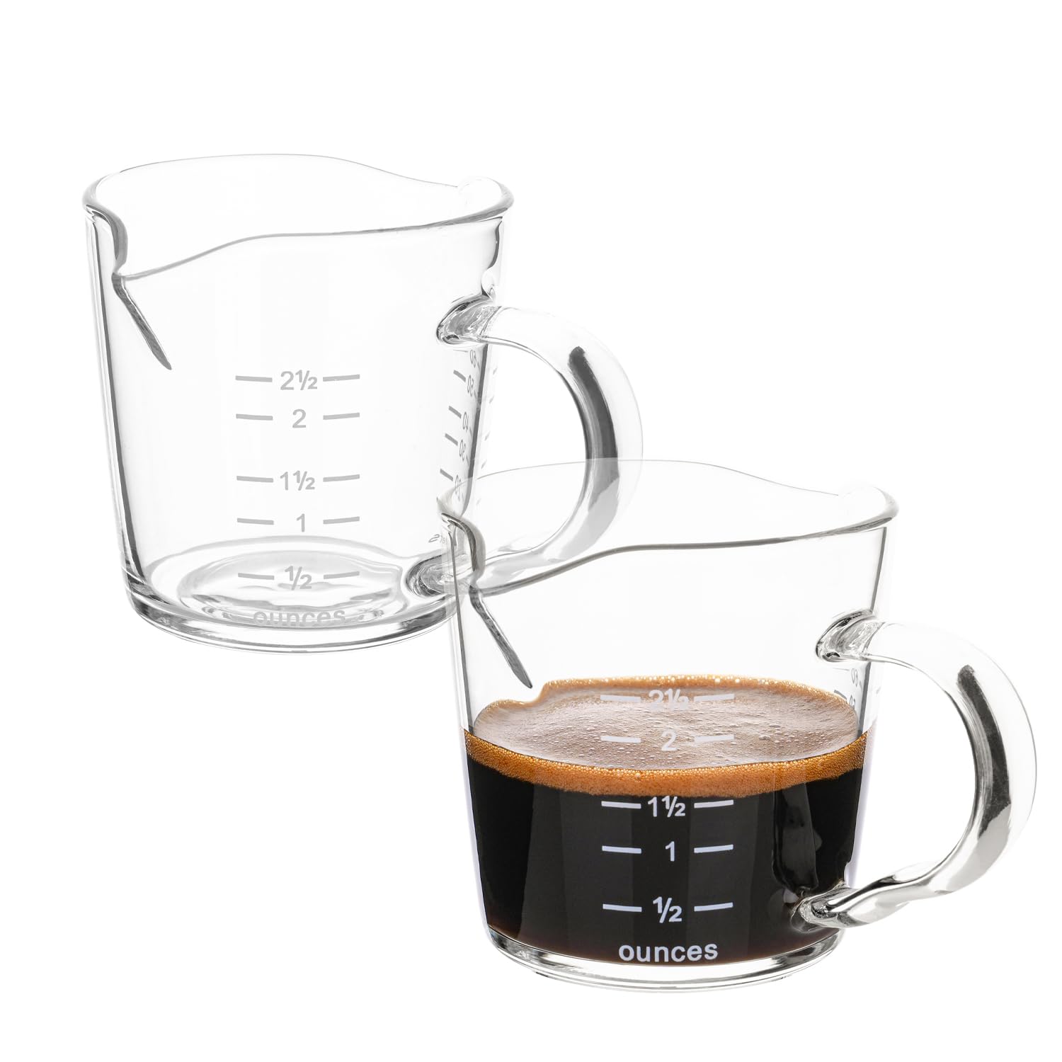 BCnmviku vaso espresso 3oz con doble caudales y asa para verter con precisión.