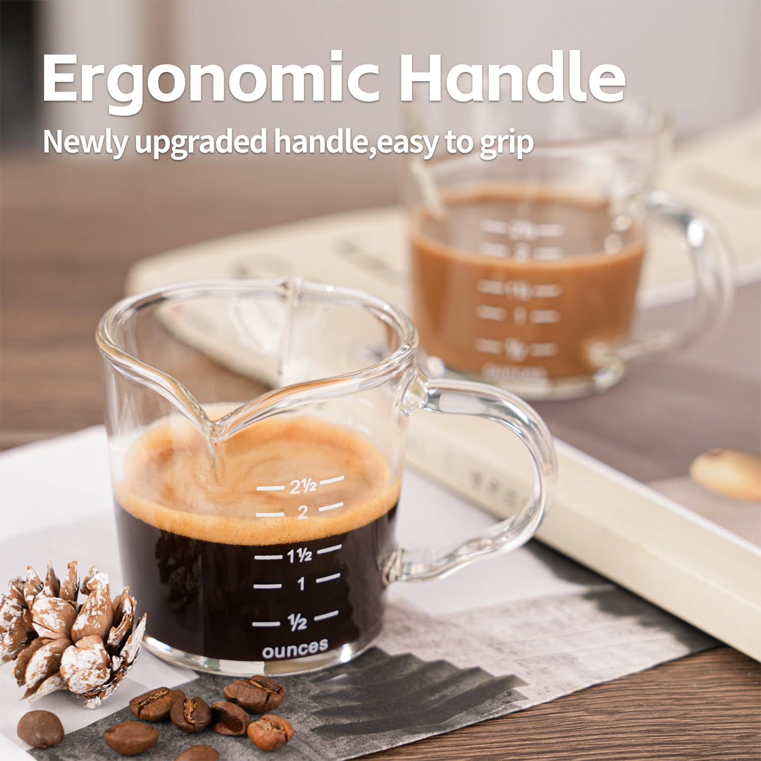 BCnmviku vaso espresso 3oz con marcas graduadas en oz y ml.