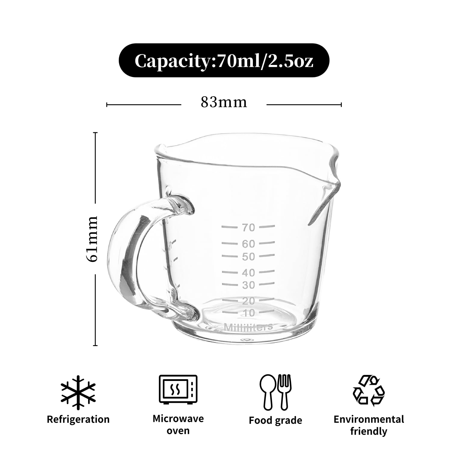 BCnmviku vaso espresso 3oz vidrio borosilicato resistente al calor para uso diario.