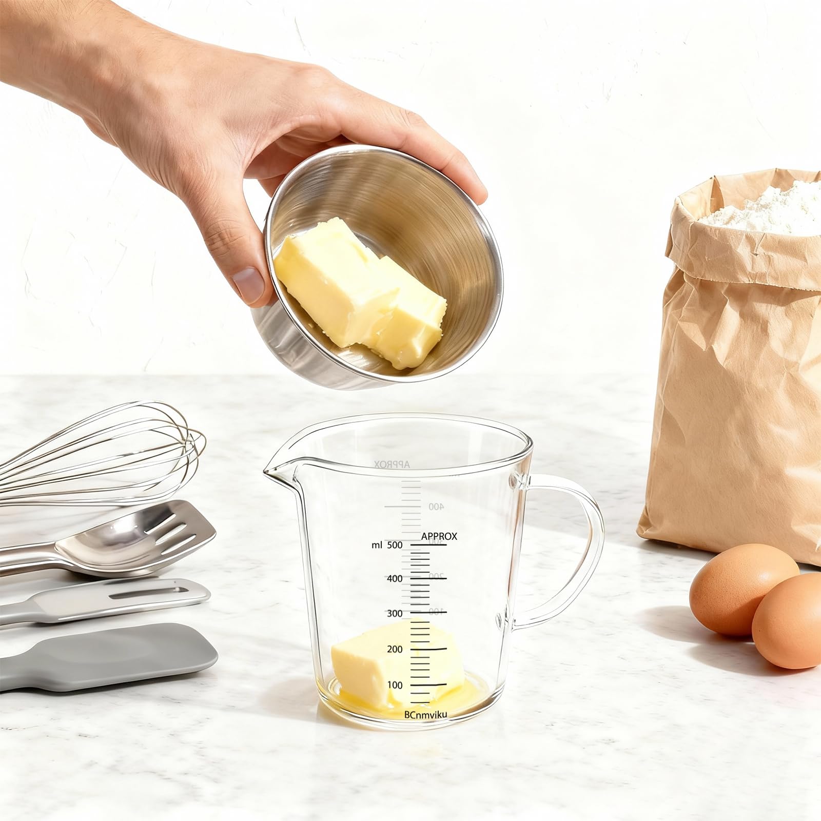 BCnmviku vaso medidor de vidrio con alta resistencia térmica para cambios bruscos de temperatura.