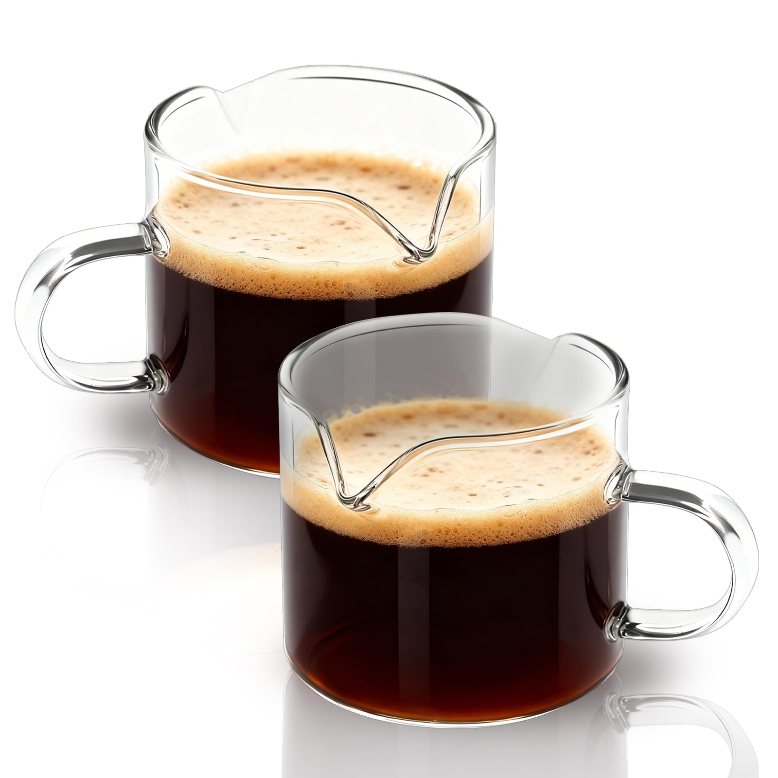 Vasos BCnmviku con doble boquilla para verter espresso con control.
