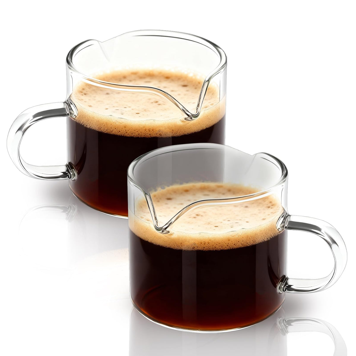 Vasos BCnmviku con doble boquilla para verter espresso con control.