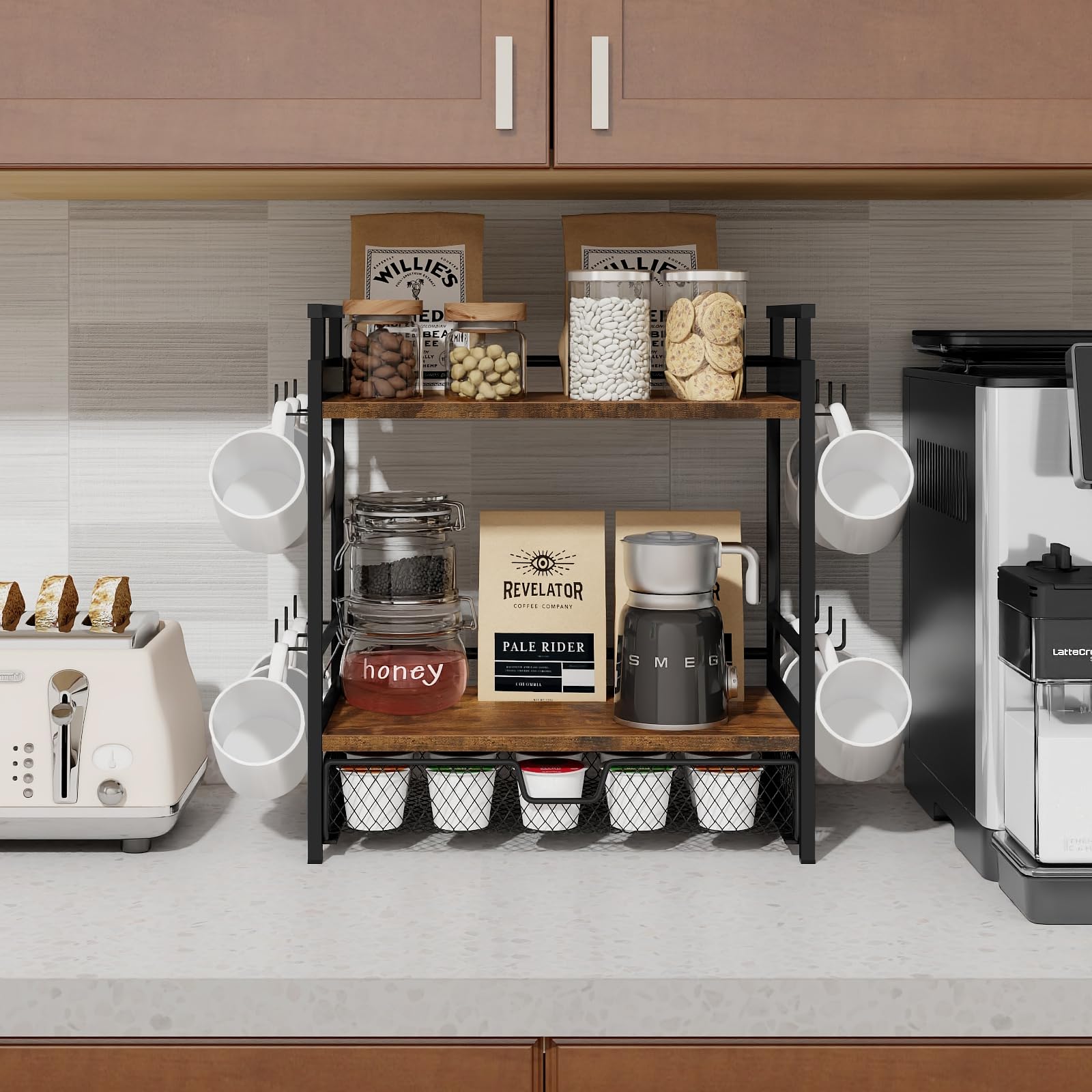 BCOZLUX espacio ordenado para te y sirope mejora la experiencia de café.