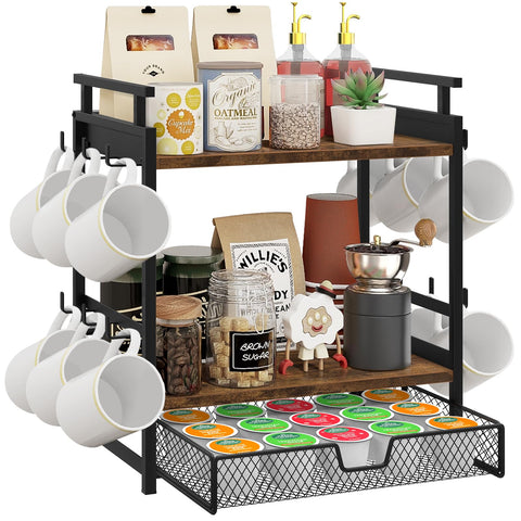 BCOZLUX organizador-barra-cafe-tres-estantes para ordenar tazas y accesorios.