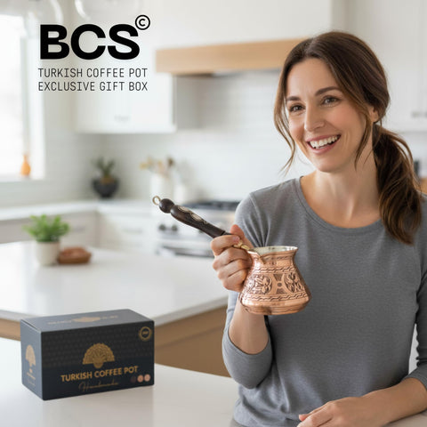 BCS cezve cobre 12oz capacidad de 12 oz para porciones adecuadas.