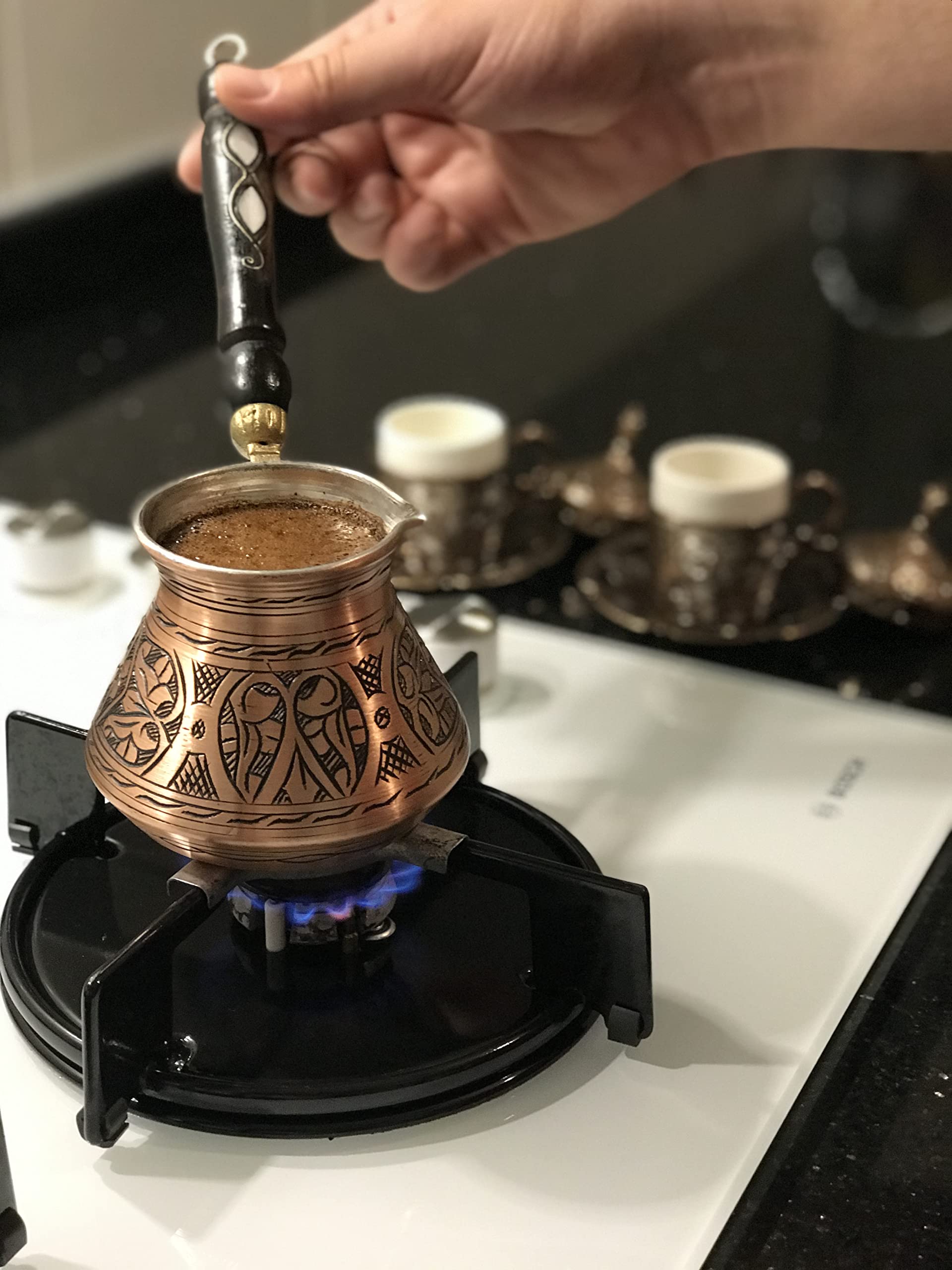 BCS cezve cobre 12oz interior estaño para uso seguro con alimentos.