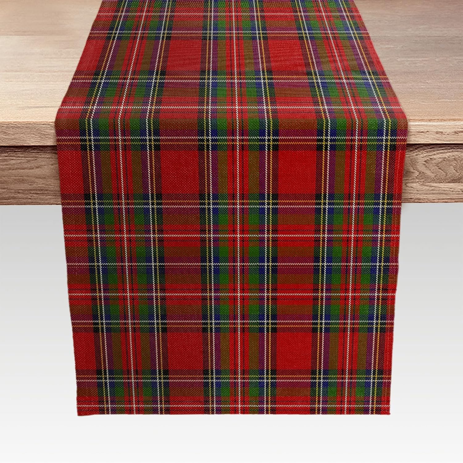 bcsewcg camino de mesa tartán navideño con cuadros, ideal para cenas festivas.