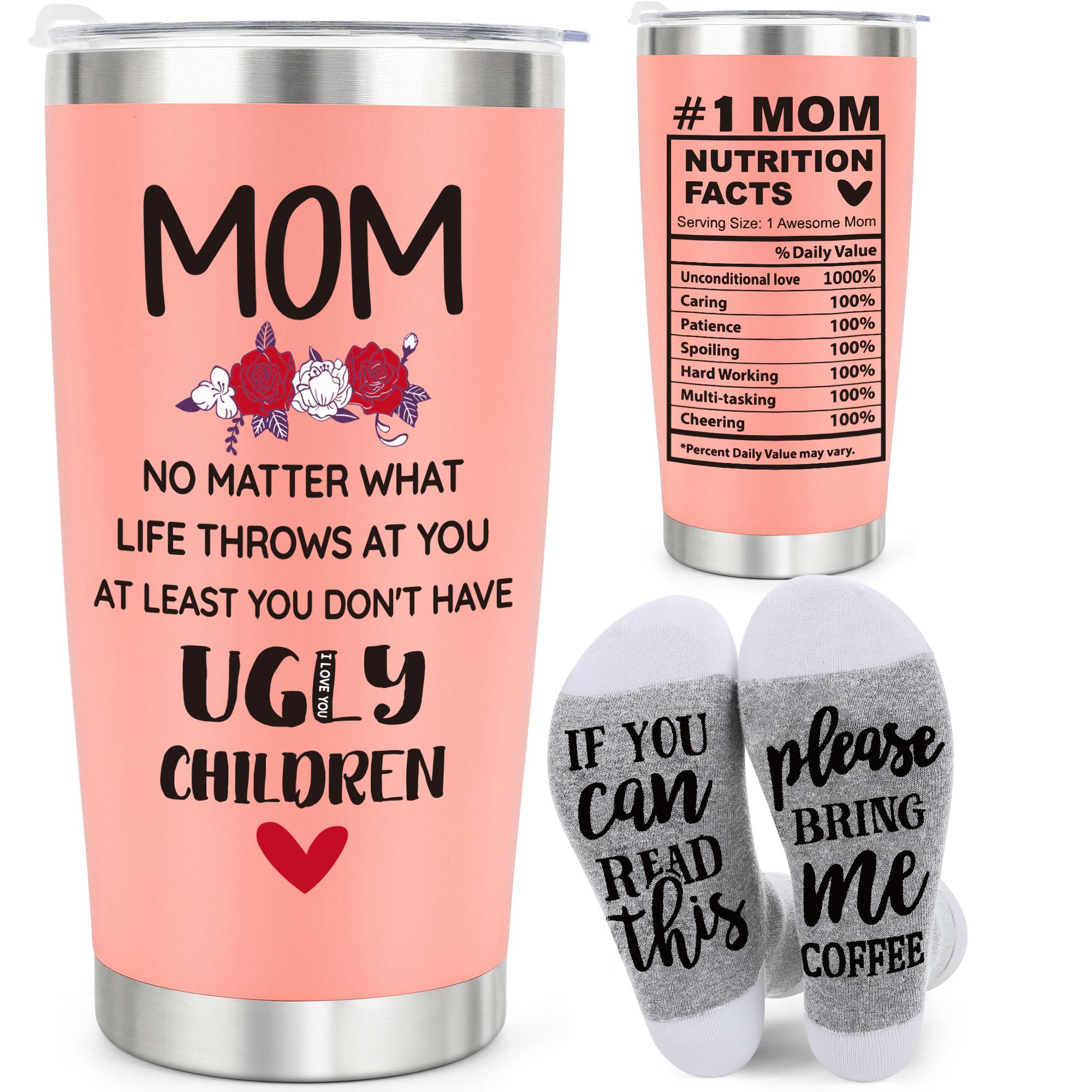 Taza BdayPtion 20oz rosa, acero inoxidable, ideal para bebidas calientes o frías.