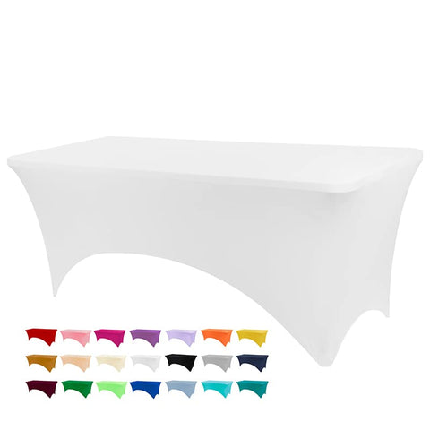 BDDC cubre-mesa 6 pies blanco estirable para montaje elegante en eventos