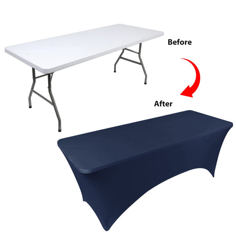 BDDC funda de mesa navy para eventos con ajuste seguro.
