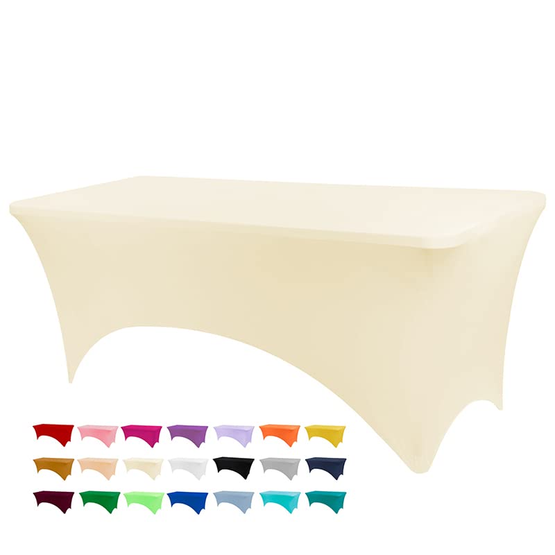 BDDC mantel rectangular seis pies marfil lavable, ideal para eventos limpios y fáciles de mantener.