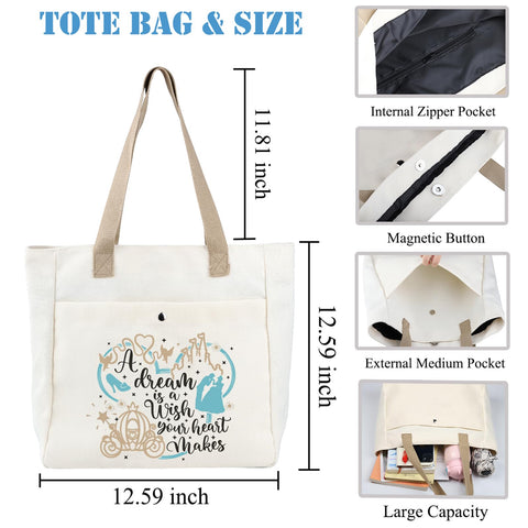 BDPWSS bolso de lona Cenicienta dorso: diseño duradero para compras y salidas.