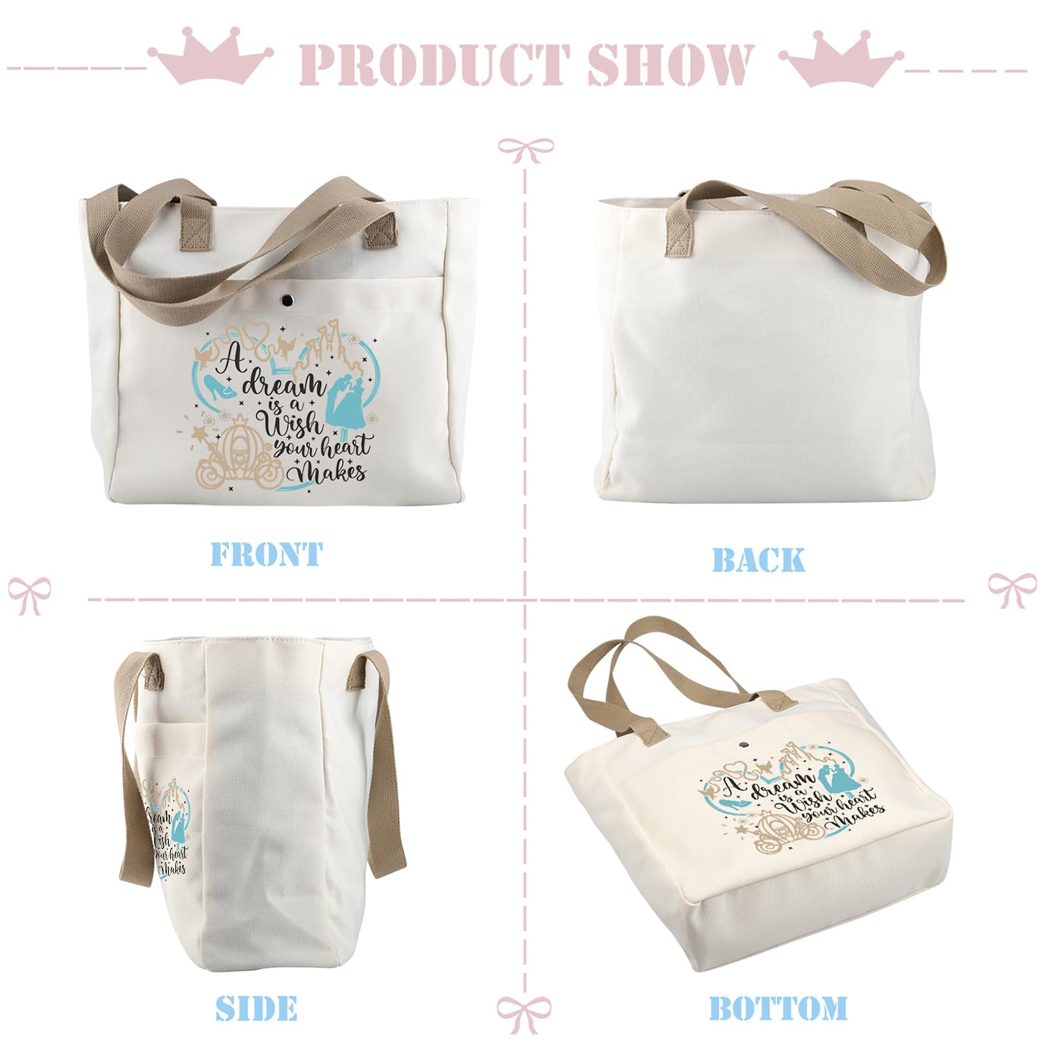 BDPWSS bolso de lona Cenicienta forma: diseño rectangular para guardar.