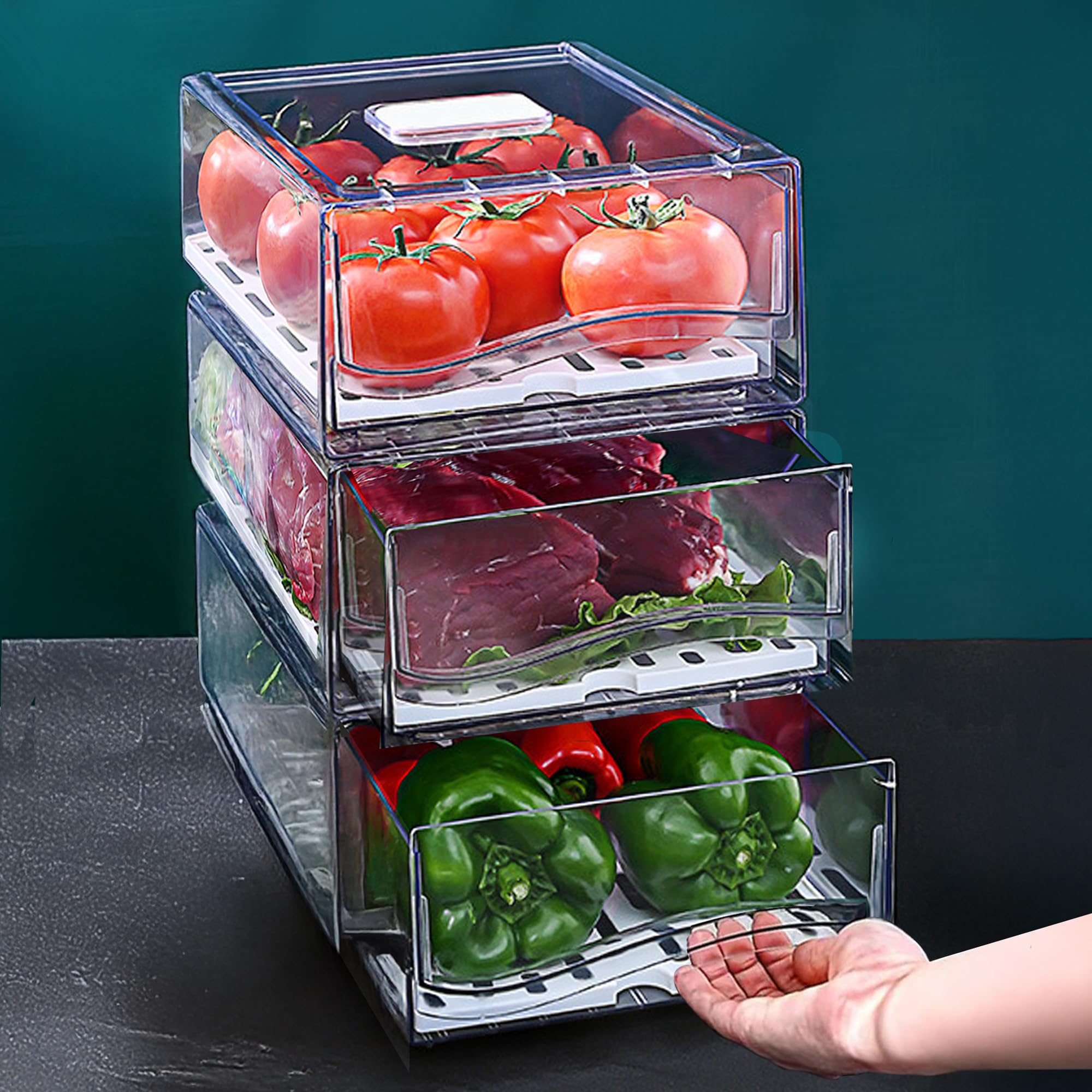 Bealy nevera: dos contenedores grandes con drenaje para alimentos frescos.