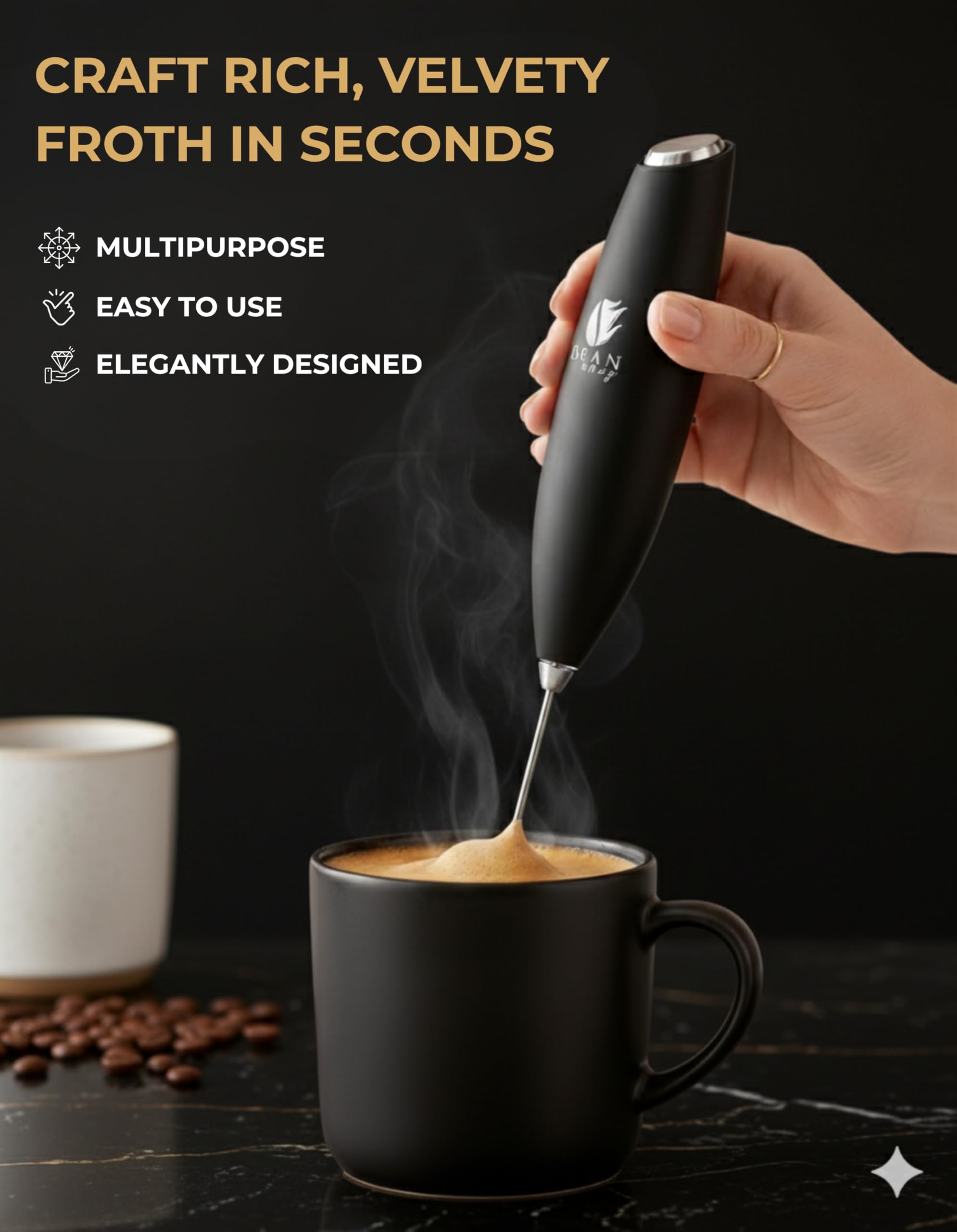 Bean Envy mango ergonómico de silicona para un agarre cómodo al batir.
