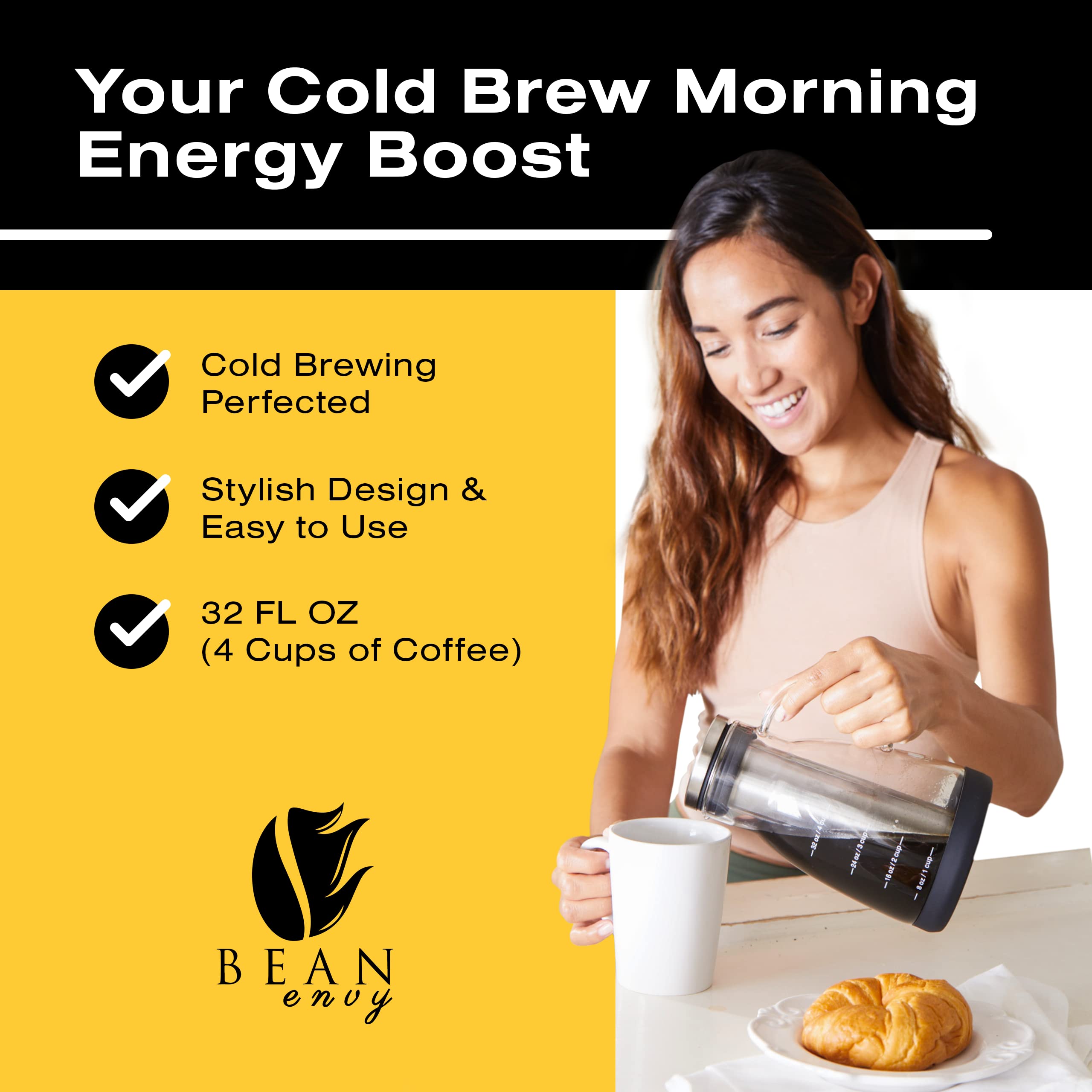 Bean Envy con tapa sellado aire para conservar frescura durante la elaboración.