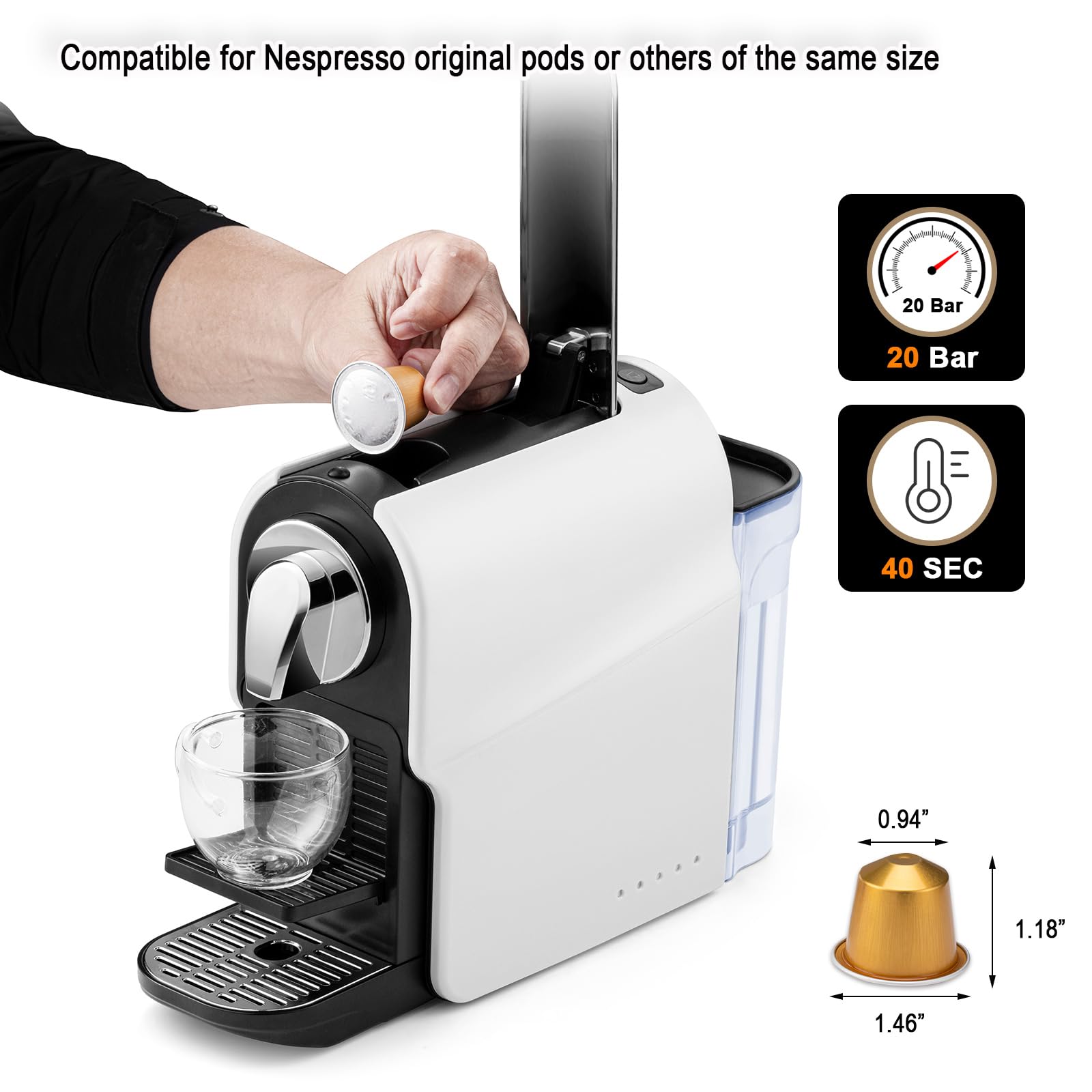 Beanglass con cápsulas NS Originales, compatibilidad para café rápido y consistente.